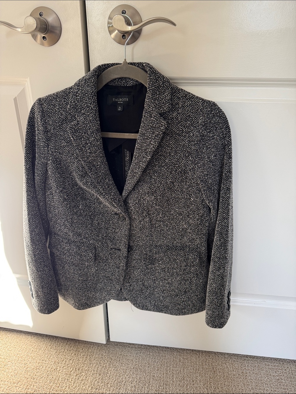 Talbots Black and White Herringbone Blazer